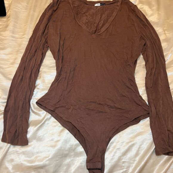 Brown Long Sleeve Bodysuit - Picture 1 of 4